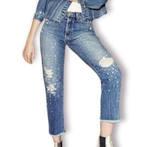 Joe's Jeans Smith Rhinestone Boyfriend Size 31 High Rise Straight Ankle Cyndi